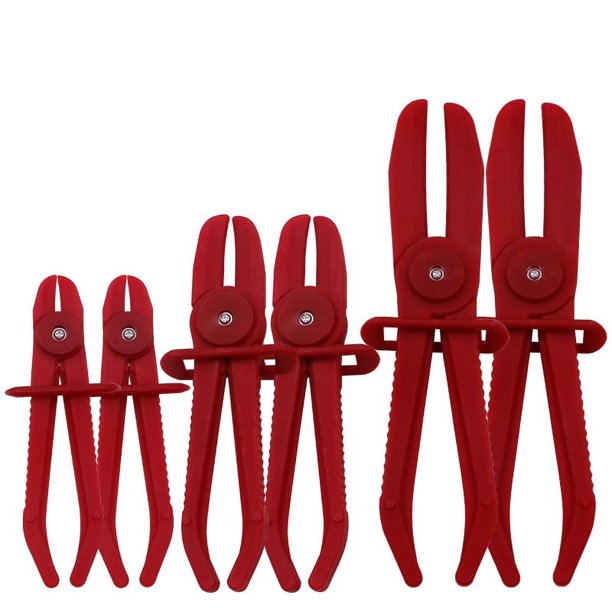 Paquete de 6 alicates para abrazadera de manguera, alicates para manguera, abrazaderas de línea para mangueras de combustible, líneas de gas, mangueras de freno, mangueras de radiador, rojo
