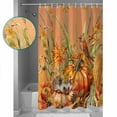 thumbnail image 3 of 54x78 Inch Shower Curtain Decorative Orange Fall Pumpkins Bathtub Bath Curtains Fabric Waterproof Bathroom Decor Thanksgiving Wheat Birds Small Stall Shower Curtain Set with 12 Hooks, 3 of 6