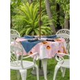 thumbnail image 2 of Outdoor Tablecloth with Umbrella Hole and Zipper, Halloween Pink Round Table Cloth 60 Inch Waterproof Tablecloth, Black White Ghost Orange Skull Pumpkin Picnic Table Cover for Patio Camping, 2 of 7