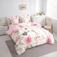 thumbnail image 4 of Homewish Western White Horse Twin Bedding Sets 7-Piece for Women, Romantic Pink Rose Bedding Comforter Set, Kawaii Rustic Animal Reversible Sheet Sets, Luxury Bedroom Decor, 4 of 8