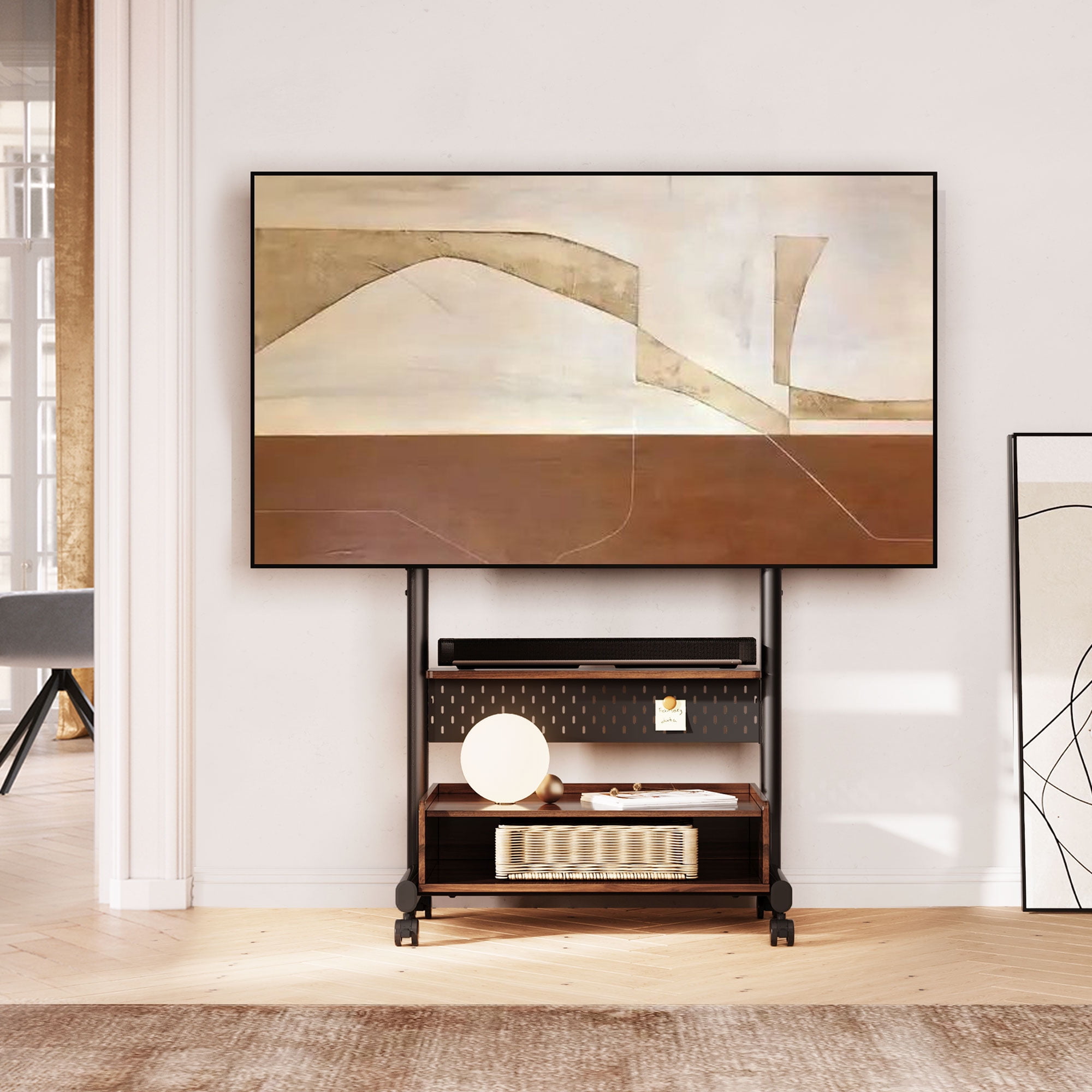 FITUEYES Sturdy Rolling Floor TV Stand Mount for 40-85 Inch,Height Adjustable