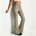 thumbnail image 4 of Miluxas High Waist Flare Dress Pants for Women Stretchy Wide Leg Bootcut Trousers with Pockets Casual Business office Work Pants Streetwear Khaki, 4 of 6