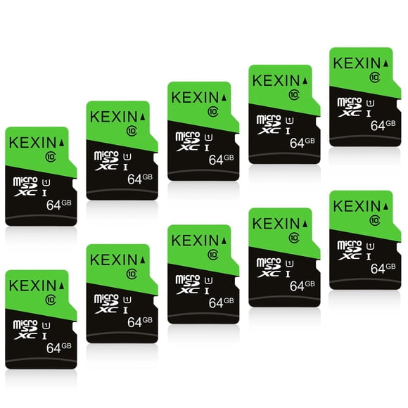 Tarjeta micro SD KEXIN 64 GB, paquete de 10 con adaptador SD UHS-I C10 U1