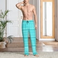 thumbnail image 2 of Sigee Turquoise Wooden print Men's Pajama Pants Lounge Sleep Bottoms with Elastic Waistband and Pockets-Medium, 2 of 6
