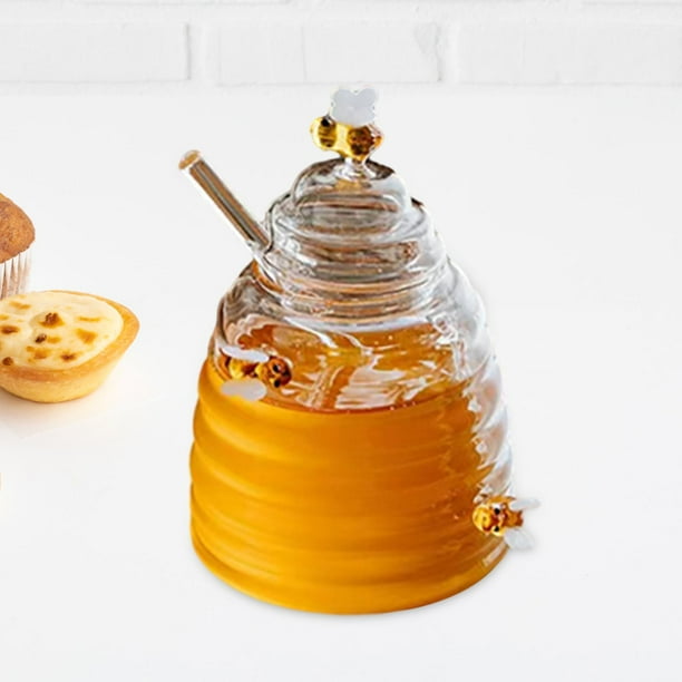 Tarro de miel, bote de miel duradero con varilla agitadora y tapa, contenedor de almacenamiento, botella para el hogar, fiesta, comedor, regalos de