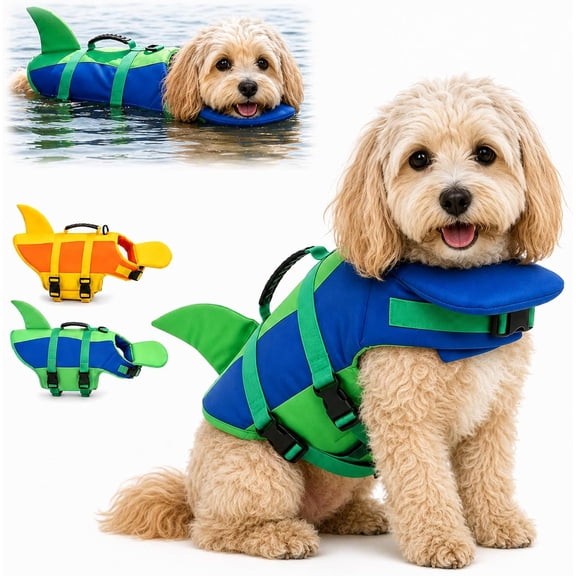 Lethargic Dog Life Jacket with Chin Float Support & Rescue Handle, Adjustable Pet Swimming Vest for Dogs Pool Beach Water Activities