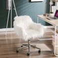 thumbnail image 2 of Hengming Modern Faux Fur Home Office Chair, Fluffy Chair For Girls, Makeup Vanity Chair, 2 of 8