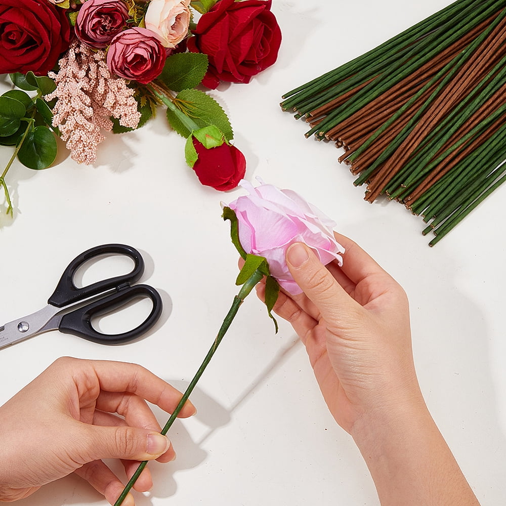 100Pcs 2 Colors Iron Floral Wire Stems for DIY Crafts and Artificial Flower Arrangements Mixed Color 400x3mm 50pcs/color DIY