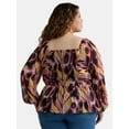 thumbnail image 3 of Terra & Sky Women's Plus Size Long Sleeve Babydoll Top, Sizes 0X-5X, 3 of 4