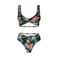 thumbnail image 4 of Rocae Colorful Flowers for Bikini Set for Women Two Piece Sexy High Swimsuits Split Crossover Bikini Large, 4 of 9