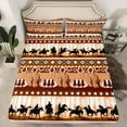 thumbnail image 2 of Castle Fairy Teens Adults Cowboy Horseshoe Full Size Sheets 4-Piece,Western Hippie Aztec Breathable Bed Sheets,Black Brown Lightweight Sheet Sets,Ultra Soft Home Decor, 2 of 7