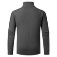 thumbnail image 7 of Men's Sweater Long Sleeve Quarter Zip Stand Neck Solid Cable Knit Pullover Top Dark Gray 3XL, 7 of 7