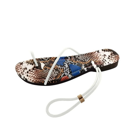 

Youmylove Women Fashion Snakeskin Leather Thin Strip Toe Flat Sandals Summer Comfy Beach Outdoor Walking Footwear