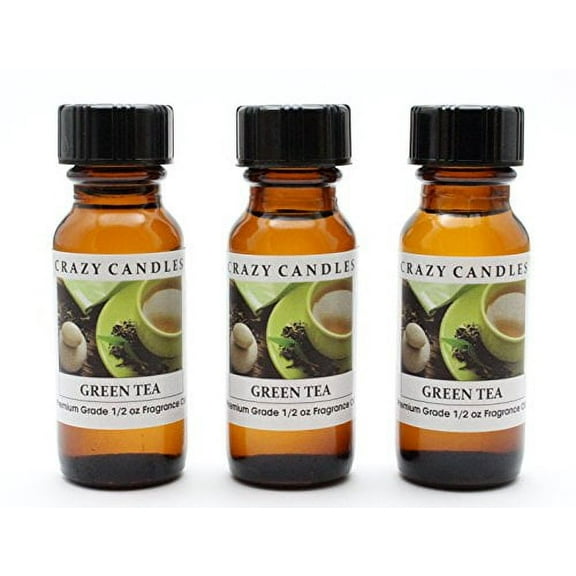 Crazy Candles Green Tea 3 Bottles 1/2 FL Oz Each (15ml) Premium Grade Scented Fragrance Oil