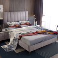 thumbnail image 1 of Erosebridal Red Retro Train Sheet Set Queen, White Snow Bedding Sets, 4pcs, 1 of 6