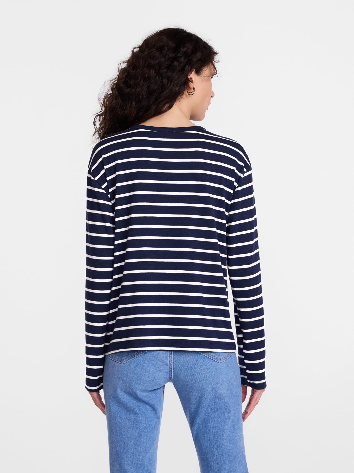 Scenario Women's and Women's Plus Relaxed Slub Tee with Long Sleeves, Sizes XS-4X