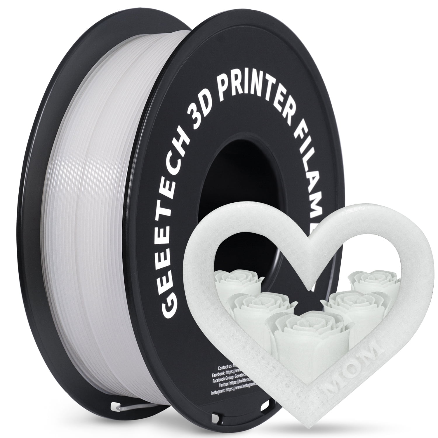 Geeetech 3D Printer Filament, Luminous Multicolor PLA Filament 1.75mm, Accuracy +/- 0.03mm Rose Red 1kg (2.2lbs)