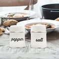 thumbnail image 3 of AuldHome Design Salt and Pepper Shaker Set (White); Rustic Enamelware Retro Vintage Style Shaker Set, 3 of 9