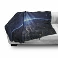 thumbnail image 3 of Earth Soft Flannel Fleece Blanket, Planet from the Space at Night Galactic Astronomy Themed Ethereal Interstellar Image, Cozy Plush for Indoor and Outdoor Use, 50" x 70", Dark Blue, by Ambesonne, 3 of 6