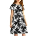 thumbnail image 4 of Spazoro Kids Girls A Line Dresses, New Style Stretchy Wrinkle Short Sleeve Tie Dye Princess Dress for Child Girls Black Size 5 T, 4 of 7