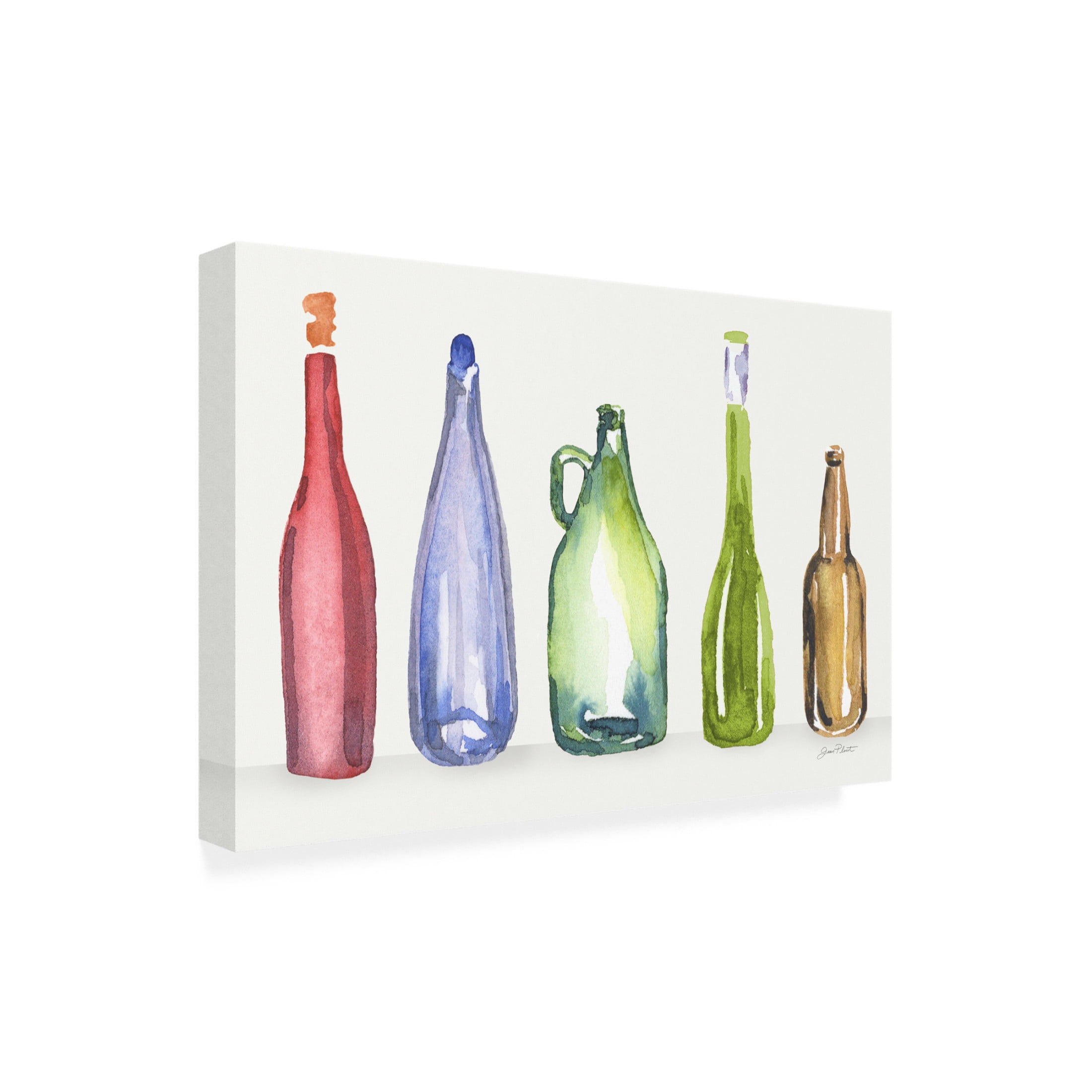 Canvas Wall Art - Jean Plout 'Glass Liquor Bottles C' Wall Art for Living Room, Bedroom, or Office Décor by Trademark Fine Art - 19 x 12 Inches