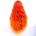 thumbnail image 6 of RightOn 27" Ombre Orange Wig flame Wig Fire Wig Long Curly Orange Wig with Bangs Women Girls Synthetic Wig Flame Hair Wig with Wig Cap, 6 of 7
