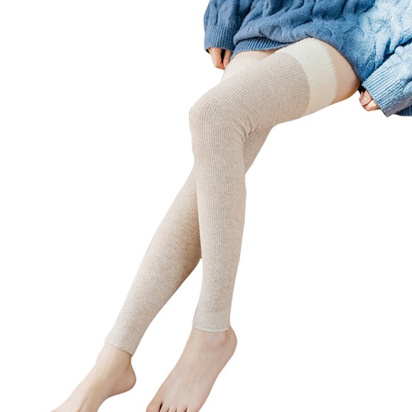 WEAIXIMIUNG Injinji Toe Socks Men Women's Rabbit Wool Knee High Socks Long Socks Patchwork Yoga Socks Warm Leg Protectors Knitted Long Socks