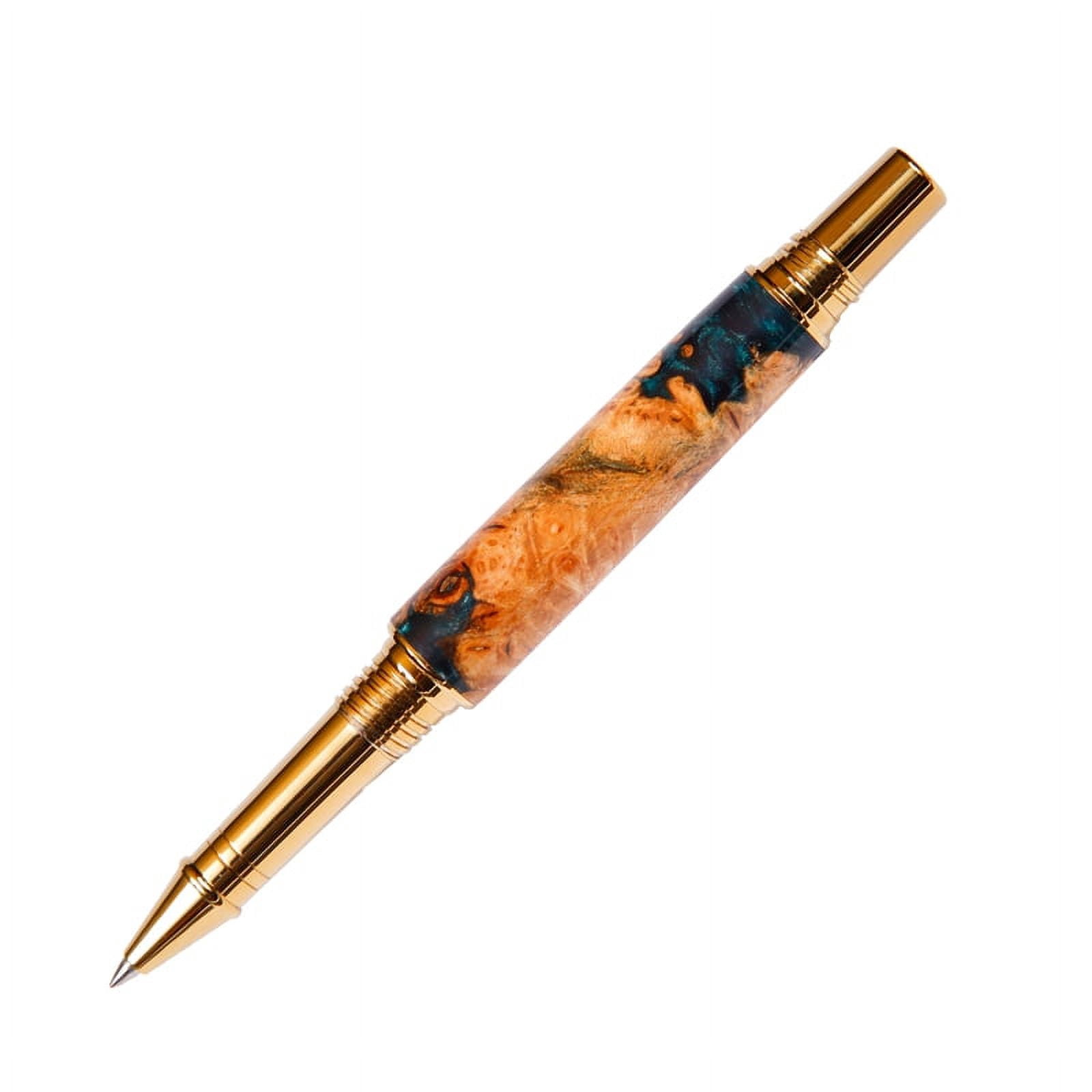 Baron Rollerball Pen - Green and Silver Burl End Cap