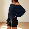 thumbnail image 6 of Bxsruta Womens Off Shoulder Tops Long Sleeve Banded Waist Blouses Casual Pullover, 6 of 6