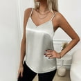 thumbnail image 2 of Womens Camisole Tank Tops, Comdrip Women's Elegant Satin V Neck Adjustable Strap Tank Top Sleeveless V Neck Strap Vest Beauty Tank Tops for Women White S, 2 of 5