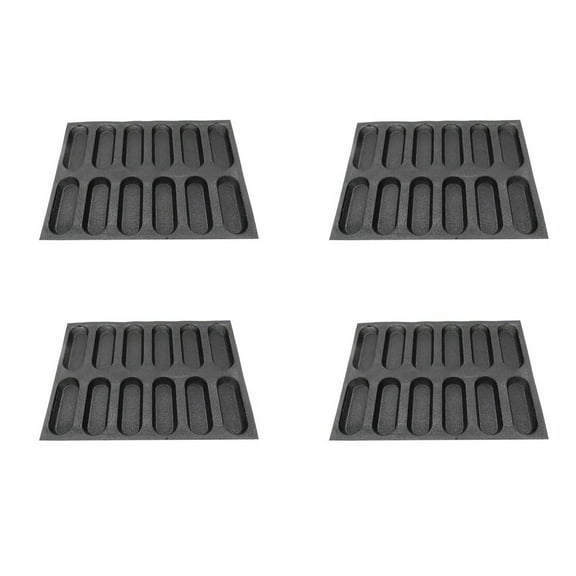 4X 12 Holes Pan-Non-Stick Perforated French Bread Pan Forms,Hot Dog , Baking Liners Mat Bread Mould