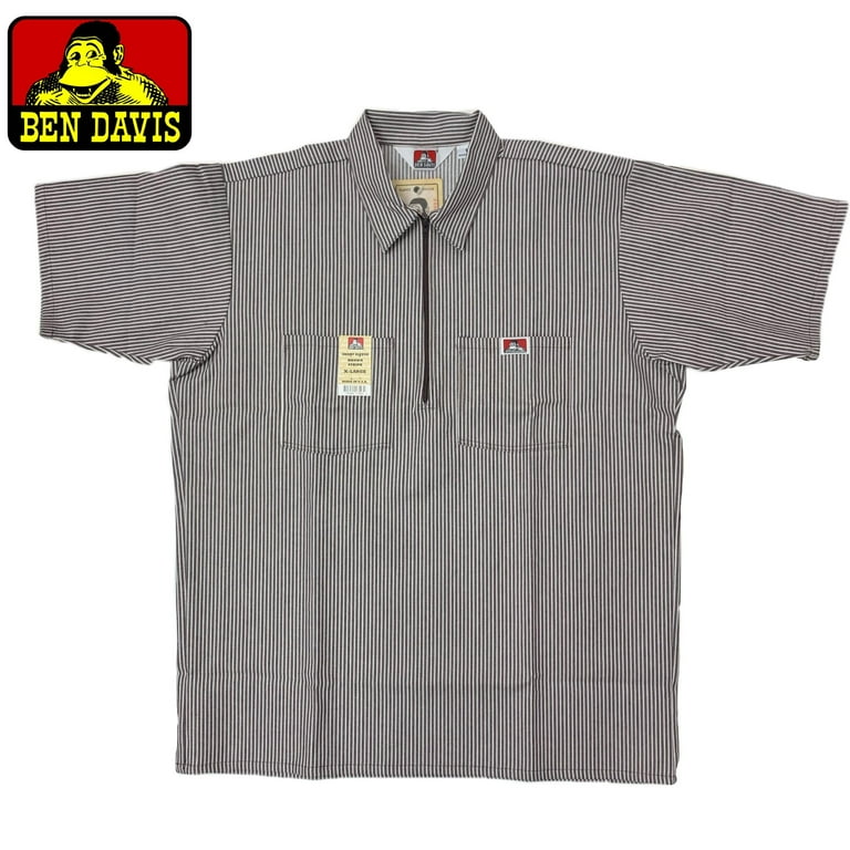 Ben Davis 1/2 Zip Striped Short Sleeve Work Shirt 179-XL - Walmart.com