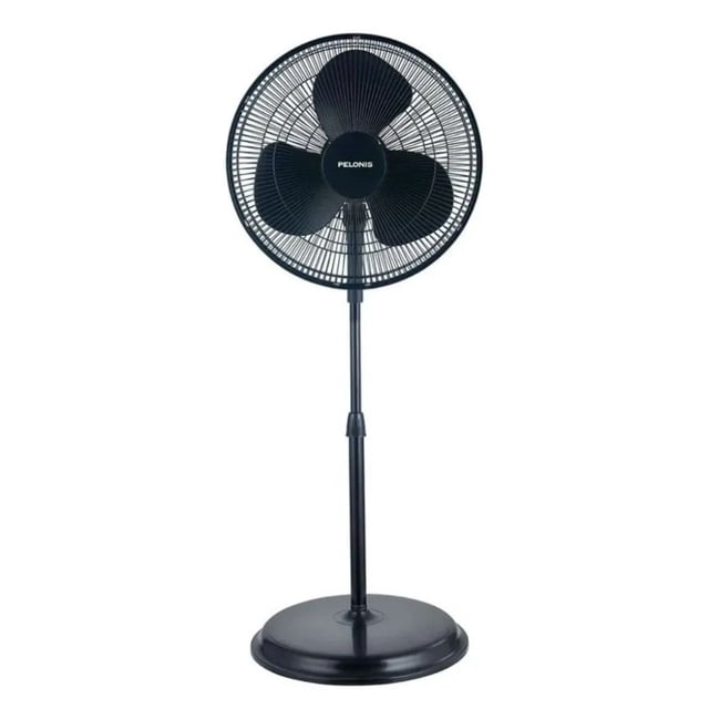 Ventilador de Pedestal Pelonis 16 Pulgadas Oscilante con Altura Ajustable de 3 Velocidades Negro