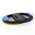 thumbnail image 3 of Soporte para Gamepad para Consola de Juegos para PS5Slim Modelo Universal con Anillo de Luz Ambiental Bloque de Soporte Vertical con Colgador para Auriculares,B, 3 of 5
