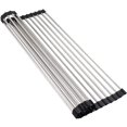 thumbnail image 1 of （15 tubes）Foldable Dish Drainer Stainless Steel Black Plastic, Kitchen Dish Storage Accessory, Dish Drainer, Kitchen Storage and Organization, Kitchen Utensils, Compatible with Any Sink, 1 of 5