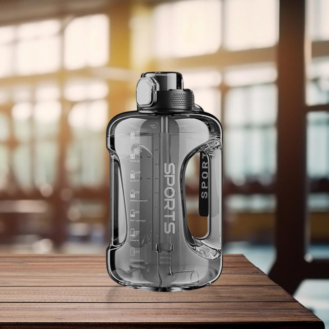 Jarra de agua DYNWAVEMX Galón de gran capacidad con correa 1700ml negro Botellas Deportivas