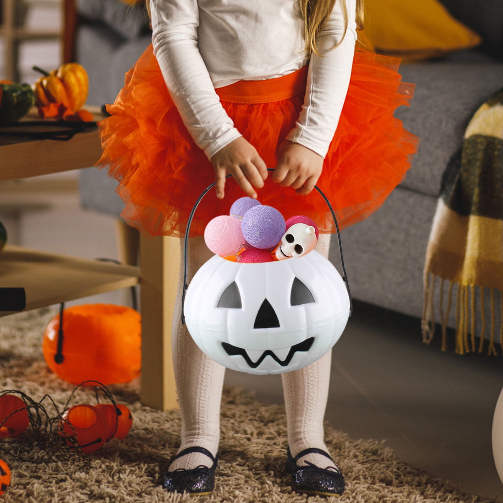 Lot De 2 Sacs à Bonbons Citrouille Halloween - Panier à Friandises Pour Enfants, Jeux De Trick Or Treat - Tissu Non Tissé Orange - 7