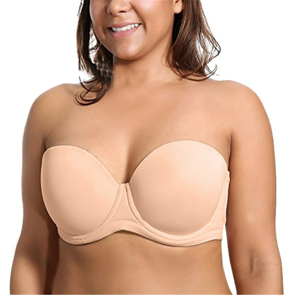 Strapless Comfort Wireless Bra with Slip Silicone Bandeau Bralette Tube Top