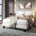 thumbnail image 1 of Honfach Queen Bed Frame, Velvet Upholstered Platform Bed Frame, Solid Wood Slats & Heavy Duty Feet Support, No Box Spring Needed, Noise-Free, Easy Assembly, White, 1 of 8
