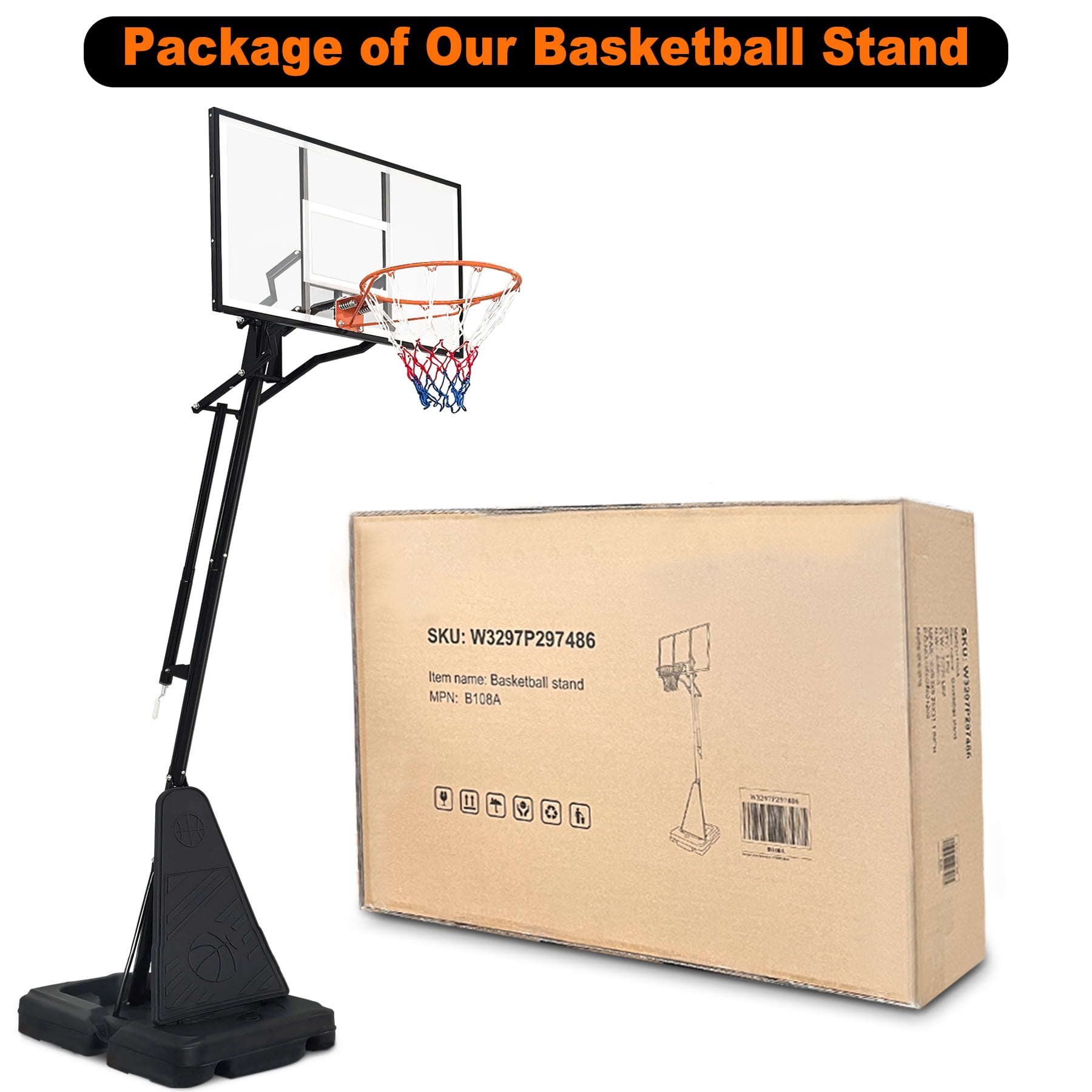 Portable Basketball Hoop Outdoor for Kids/Teens/Adults, Segmart 44inch Basketball Hoop Goals Systems with Wheels, 8Ft-10Ft Height Adjustable Basketball Hoop with Rebounder in Backyard/Courts/Indoor