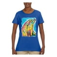 thumbnail image 2 of Wild Bobby Dean Russo Neon Colorfu Dolphin Animal Lover Women Graphic Tee, Royal, X-Large, 2 of 5