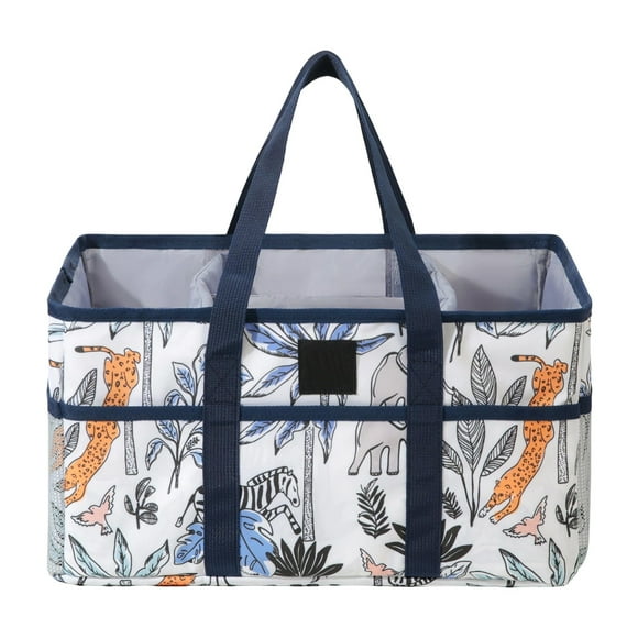 Wrapping Table Organizer Baby Caddy Wrapping Bag Large Folding Bag Organizer With Drawers Storage For Wipes And Baby Bags (Waldpark) Bedroom Storage Storage Fabric Moving Organizer Comforter Storage