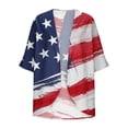 thumbnail image 6 of UVEASISHA 4th of July Kimono Women Plus Size Casual 3/4 Sleeve Cardigans Summer American Flag Print Cardigan Jacket Chiffon Flowy Beach Coverups Multicolor M, 6 of 6