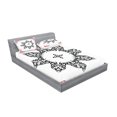 thumbnail image 2 of Ambesonne Ethnic Fitted Sheet & Pillow Sham Set, Tattoo Circular Vector, Full, Black White and Ruby, 2 of 2