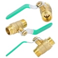 thumbnail image 2 of Válvula de bola de 3 uds, interruptor de rosca macho doble de 1/2 pulgadas, tubo de tubería de agua, válvula de cierre de latón engrosado, 2 of 8