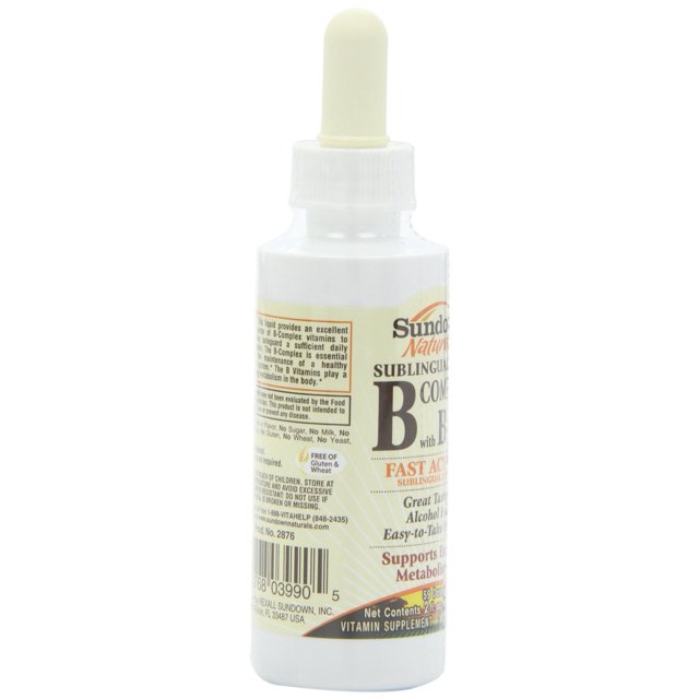 Sundown Naturals Vitamin B12 Complex Sublingual Liquid, 2 Ounces