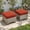 Coarse Orange Red, variant on Ovios Outdoor Patio Ottoman with Cushion Wicker Coffee Table Extra Seat for Garden, Backyard, Porch, or Balcony
