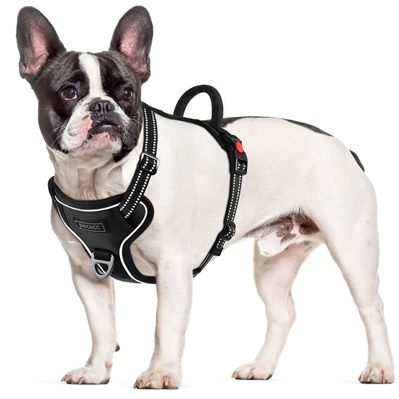 Petacc Dog Harness Adjustable Pet Harness Reflective Outdoor Pet Vest for Walking, Training, Black, M