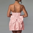 thumbnail image 4 of Strapless Jacquard Mini Dress for Women A-Line Graduation Party Dress with Back Bow and Lace-Up Corset, 4 of 9