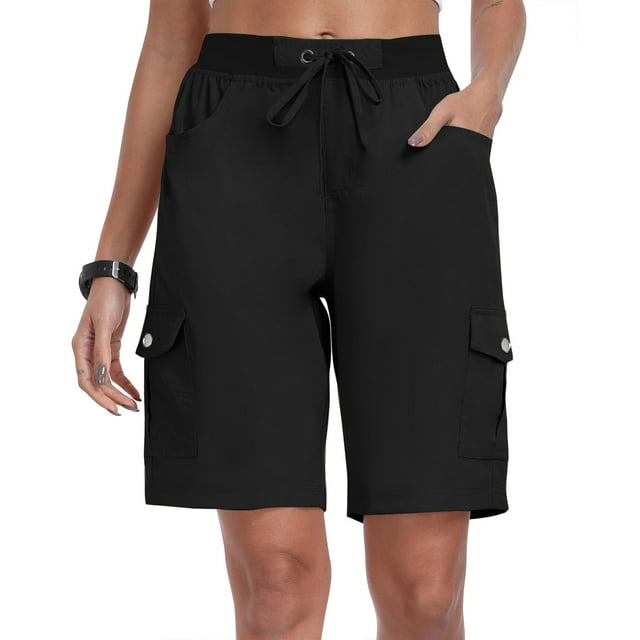 Gspmoly Shorts Athlétiques pour Femmes, Shorts pour Femmes avec Poches Amples Décontractés Habillés Légers Shorts Cargo Amples pour Dames Pantalons pour la Randonnée la Course Shorts jusqu'à 65 % de Rabais Noir TG